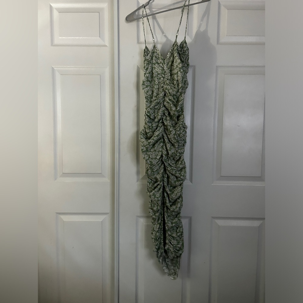 PLT floral maxi scrunch dress